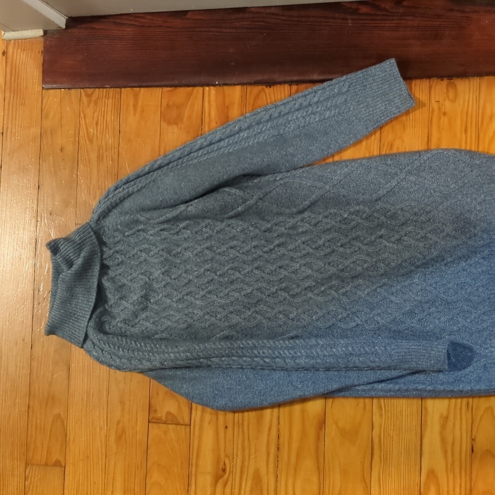 blue cable knit sweater dress